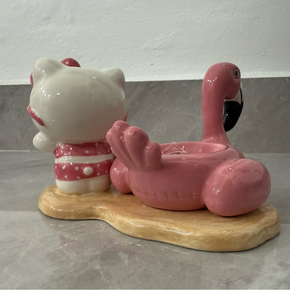 Hello Kitty Blue Sky Flamingo Beach Pool Ceramic Tea Light Holder Home Decor - Picture 5 of 12